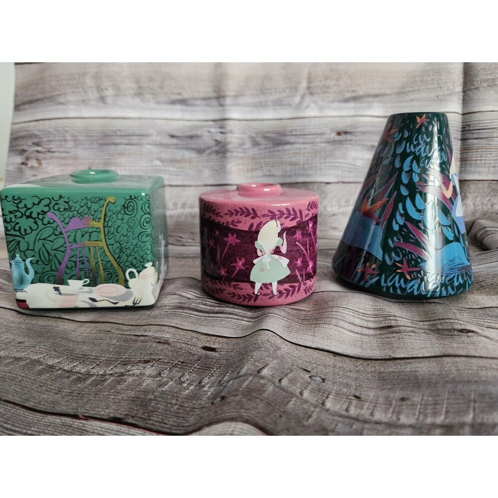 Disney Park Alice in Wonderland 70th Anniversary Mary Blair Vase Set 3